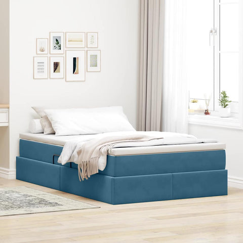 Letto con contenitore e materasso Blu Scuro 120 x 200 cm
