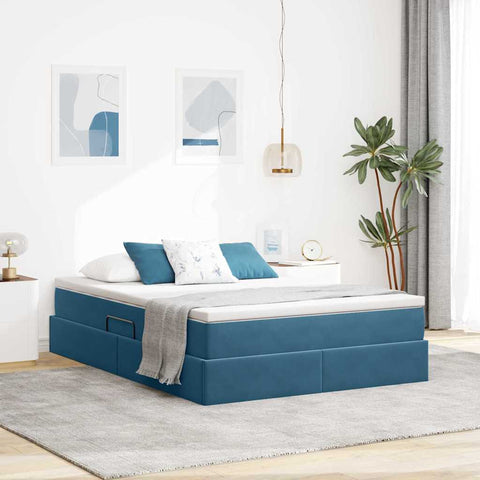 Letto con contenitore e materasso Blu Scuro 140 x 190 cm