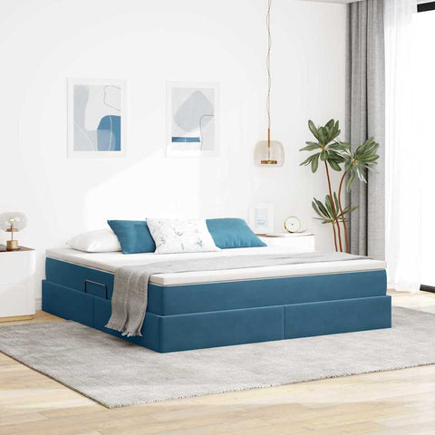 Letto con contenitore e materasso Blu Scuro 180 x 200 cm
