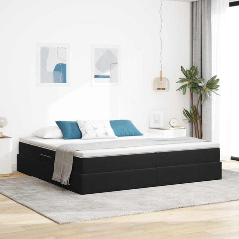 Letto con contenitore e materasso Nero 200 x 200 cm Velluto