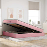 Letto con contenitore e materasso Rosa 200 x 200 cm Velluto