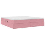 Letto con contenitore e materasso Rosa 200 x 200 cm Velluto