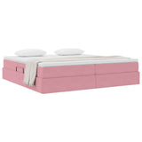 Letto con contenitore e materasso Rosa 200 x 200 cm Velluto