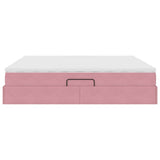 Letto con contenitore e materasso Rosa 200 x 200 cm Velluto