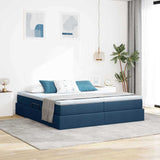 Letto con contenitore e materasso Blu 200 x 200 cm Poliestere