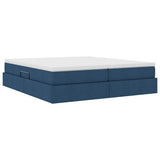 Letto con contenitore e materasso Blu 200 x 200 cm Poliestere