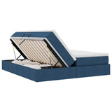 Letto con contenitore e materasso Blu 200 x 200 cm Poliestere