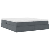 Letto con contenitore e materasso Grigio scuro 200 x 200 cm
