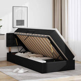Letto con contenitore e materasso con testiera Nero 90 x 190 cm