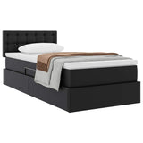 Letto con contenitore e materasso con testiera Nero 90 x 190 cm