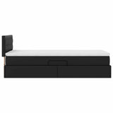 Letto con contenitore e materasso Nero 100 x 200 cm