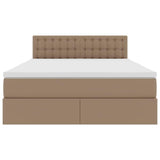 Letto con Contenitore Cappuccino 140 x 190 cm Pelle Sintetica