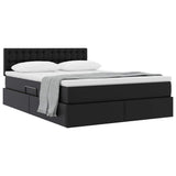 Letto con Contenitore Nero 140 x 200 cm Pelle Sintetica
