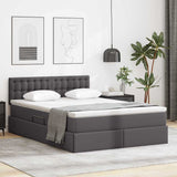 Letto con Contenitore Grigio 140 x 200 cm Pelle Sintetica