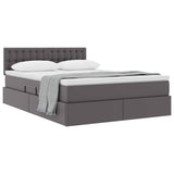 Letto con Contenitore Grigio 140 x 200 cm Pelle Sintetica
