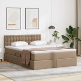 Letto con Contenitore Cappuccino 140 x 200 cm Pelle Sintetica