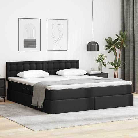 Letto con Contenitore Nero 160 x 200 cm Pelle Sintetica