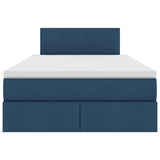 Letto con contenitore e materasso con testiera Blu 120 x 200 cm