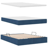 Letto con contenitore e materasso con testiera Blu 140 x 190 cm