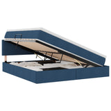 Letto con contenitore e materasso con testiera Blu 160 x 200 cm
