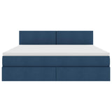 Letto con contenitore e materasso con testiera Blu 160 x 200 cm