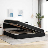 Letto con contenitore e materasso Nero 200 x 200 cm