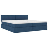 Letto con contenitore e materasso con testiera Blu 200 x 200 cm