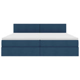 Letto con contenitore e materasso con testiera Blu 200 x 200 cm