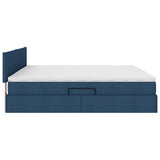 Letto con contenitore e materasso con testiera Blu 200 x 200 cm