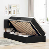 Letto con contenitore e materasso con testiera Nero 90 x 190 cm