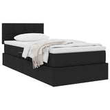 Letto con contenitore e materasso con testiera Nero 90 x 190 cm