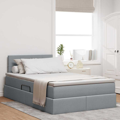Letto con contenitore e materasso Grigio chiaro 120 x 200 cm