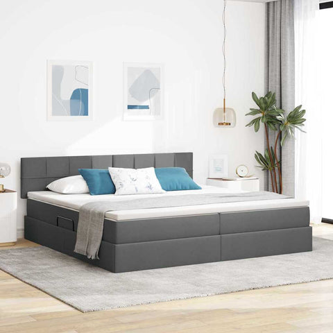 Letto con contenitore e materasso Grigio scuro 200 x 200 cm