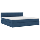 Letto con contenitore e materasso con testiera Blu 200 x 200 cm