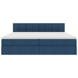 Letto con contenitore e materasso con testiera Blu 200 x 200 cm