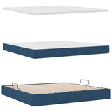 Letto con contenitore e materasso con testiera Blu 200 x 200 cm