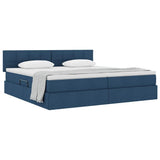 Letto con contenitore e materasso con testiera Blu 200 x 200 cm