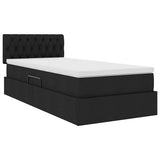 Letto con contenitore e materasso con testiera Nero 90 x 190 cm