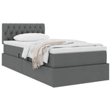 Letto con contenitore e materasso Grigio scuro 90 x 200 cm