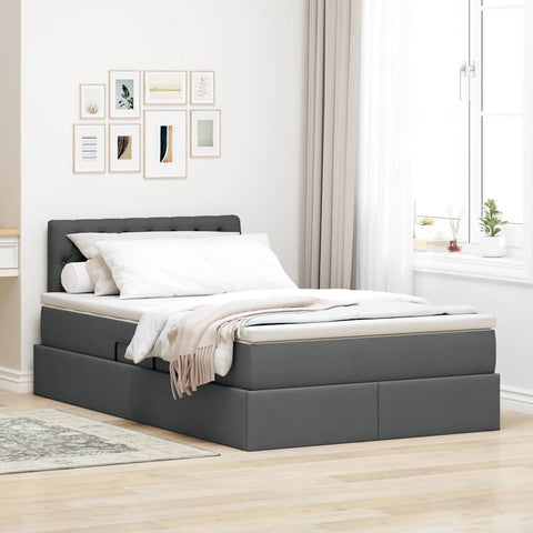 Letto con contenitore e materasso Grigio scuro 120 x 200 cm