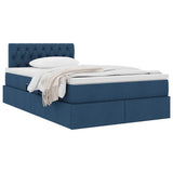 Letto con contenitore e materasso con testiera Blu 120 x 200 cm