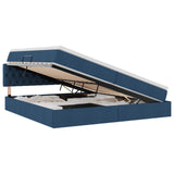 Letto con contenitore e materasso con testiera Blu 200 x 200 cm