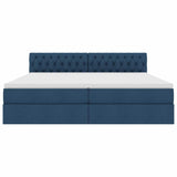 Letto con contenitore e materasso con testiera Blu 200 x 200 cm