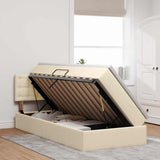 Letto con contenitore e materasso Crema 100 x 200 cm