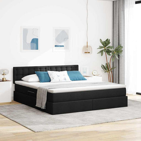 Letto con contenitore e materasso Nero 180 x 200 cm