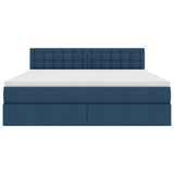 Letto con contenitore e materasso con testiera Blu 180 x 200 cm