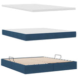 Letto con contenitore e materasso con testiera Blu 180 x 200 cm