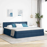 Letto con contenitore e materasso con testiera Blu 200 x 200 cm