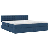 Letto con contenitore e materasso con testiera Blu 200 x 200 cm