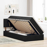 Letto con Contenitore con materasso Nero 90 x 200 cm Velluto